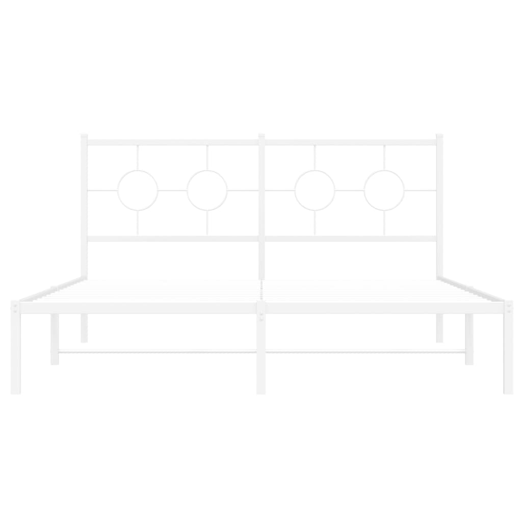 vidaXL Bed Frame White Powder-Coated Steel King Size