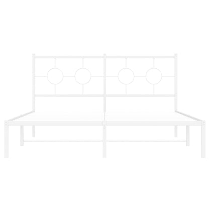 vidaXL Bed Frame White Powder-Coated Steel King Size