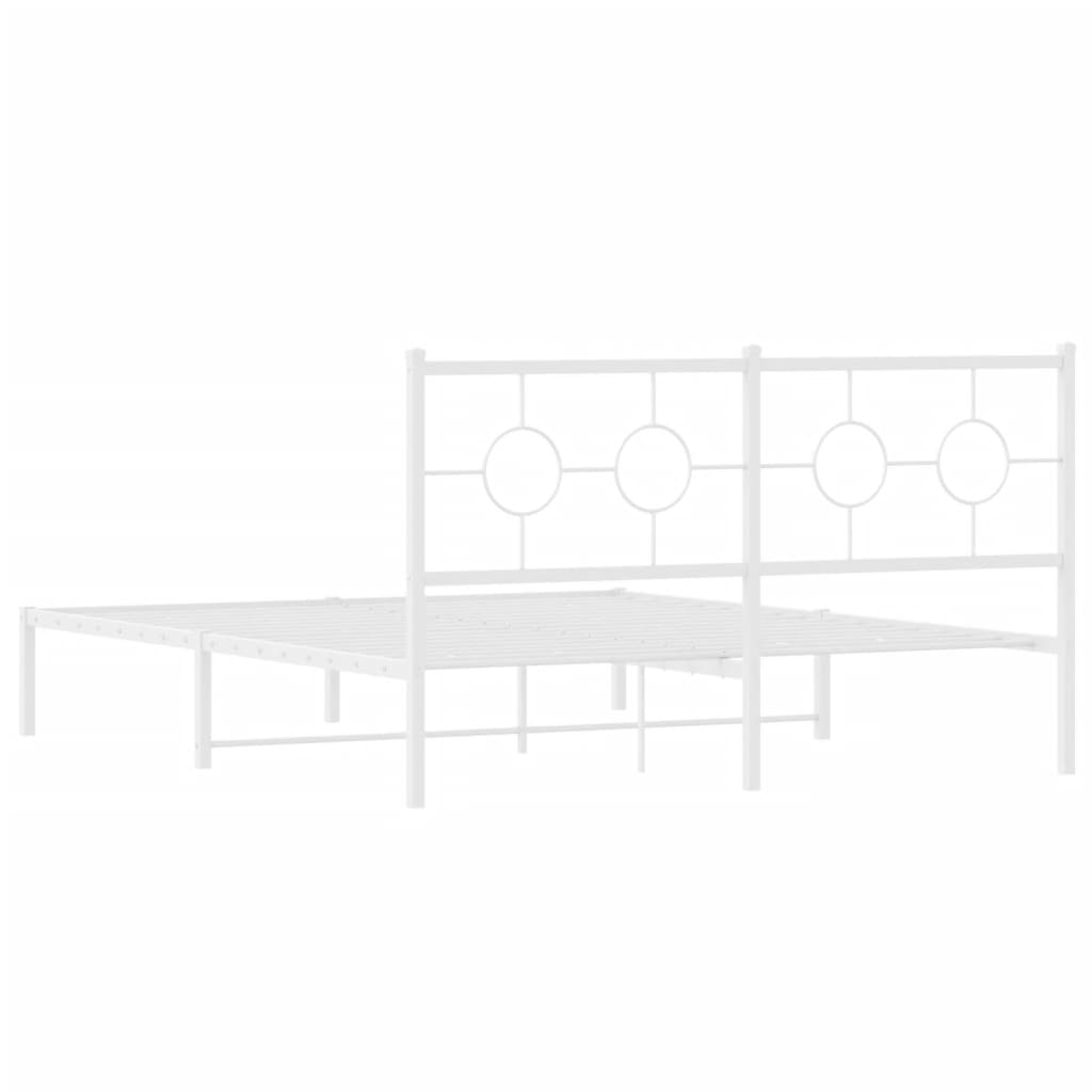 vidaXL Bed Frame White Powder-Coated Steel King Size