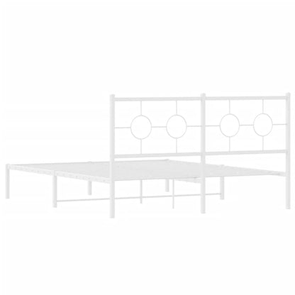 vidaXL Bed Frame White Powder-Coated Steel King Size