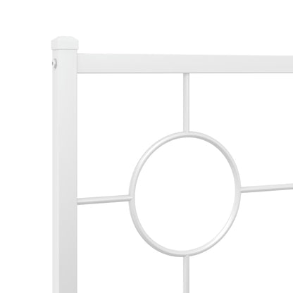 vidaXL Bed Frame White Powder-Coated Steel King Size