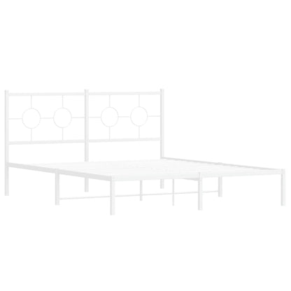 Metal Bed Frame without Mattress with Headboard White 160x200cm