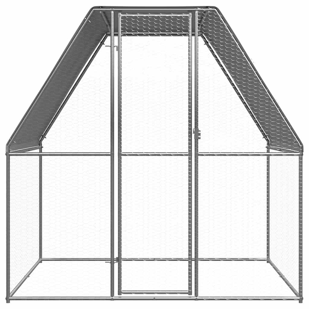 Chicken Cage Silver and Gray Galvanized Steel, Polyethylene Large