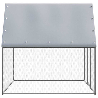 Chicken Cage Silver and Gray Galvanized Steel, Polyethylene Large