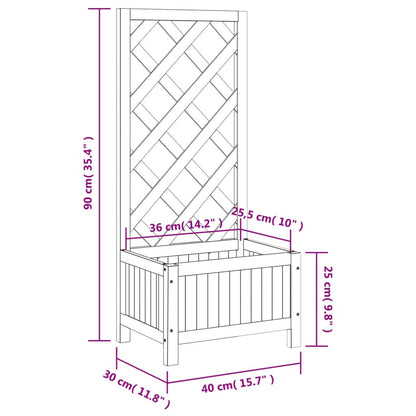 Planter with Trellis Grey Solid Wood Fir