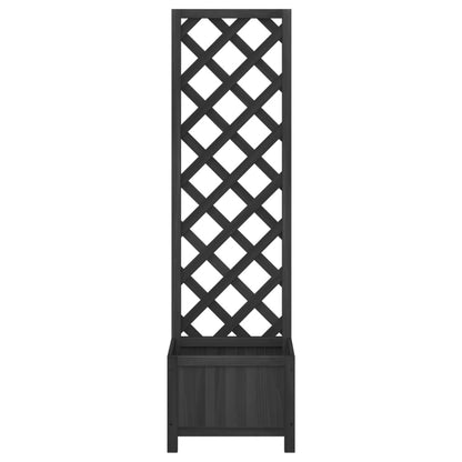 Planter with Trellis Black Solid Wood Fir