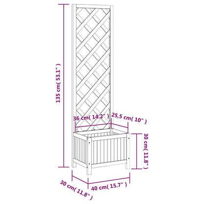 Planter with Trellis Black 40x30x135 cm cmSolid Wood Fir