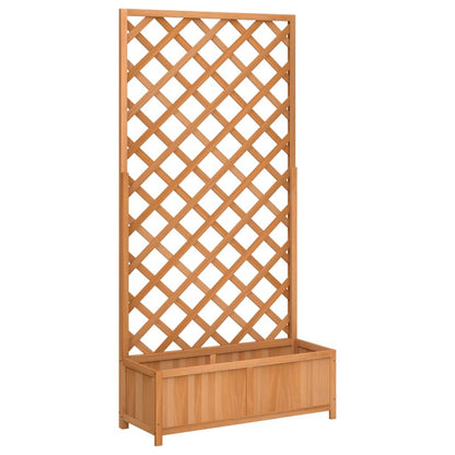 Planter with Trellis Brown Solid Wood Fir