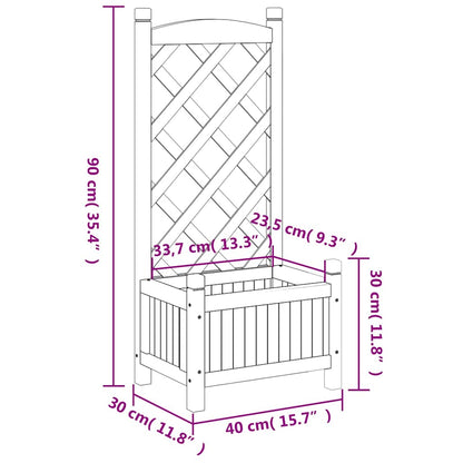 Planter with Trellis Brown 40x30x90 cm Solid Wood Fir