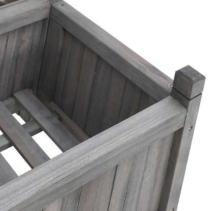 Planter with Trellis Grey 40x30x90 cm Solid Wood Fir