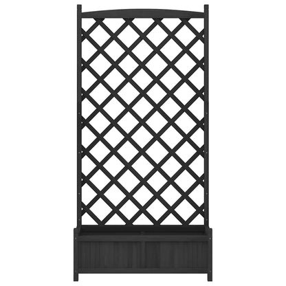 Planter with Trellis Black Solid Wood Fir