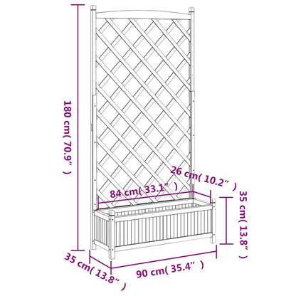 Planter with Trellis Black Solid Wood Fir