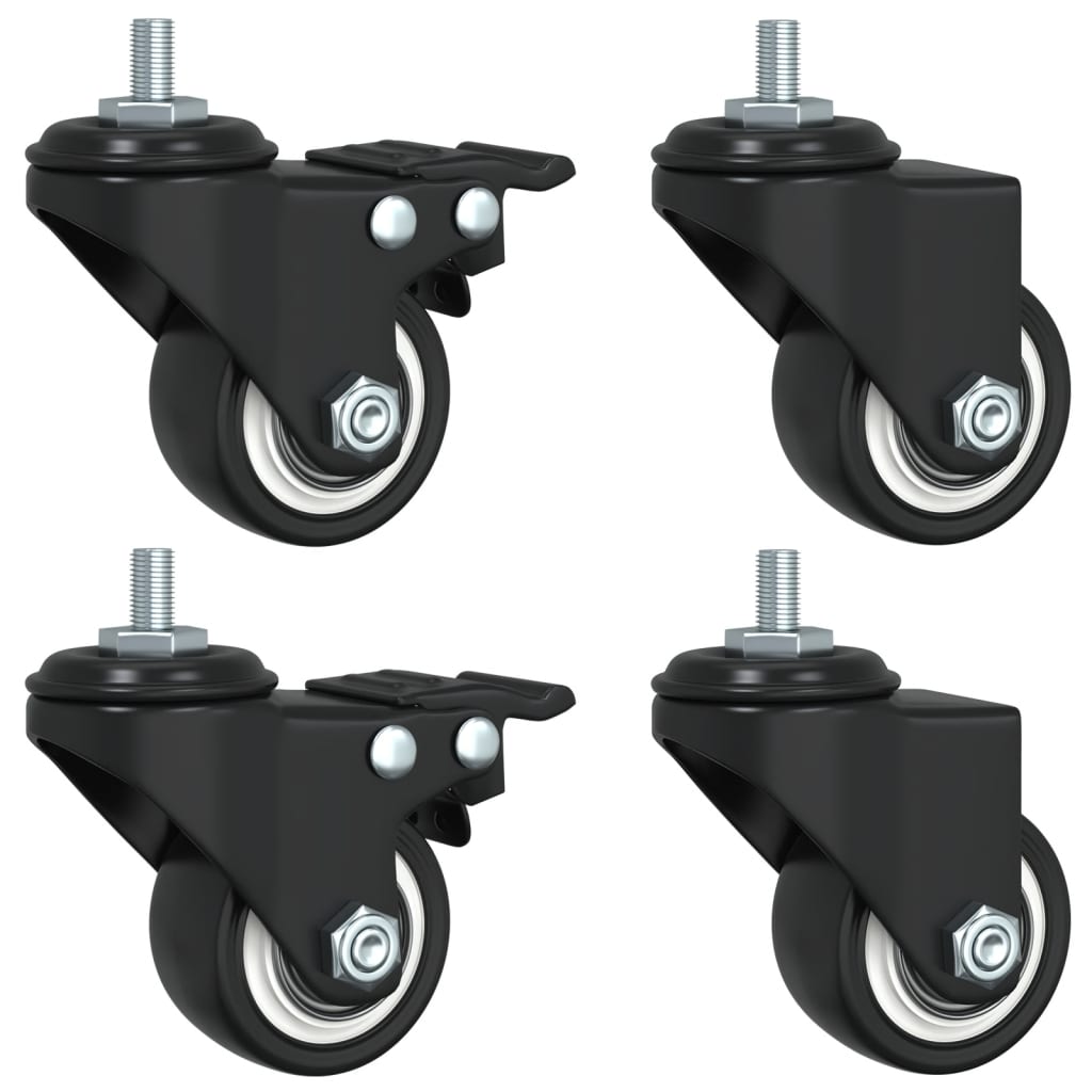 Caster Wheels 4 pcs Black 1.4" Iron