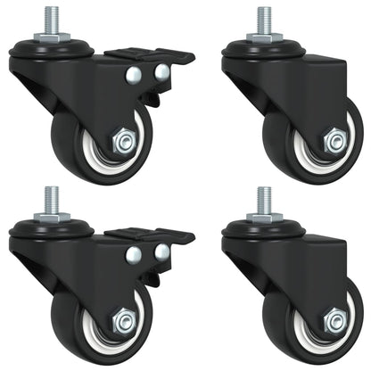 Caster Wheels 4 pcs Black 1.4" Iron