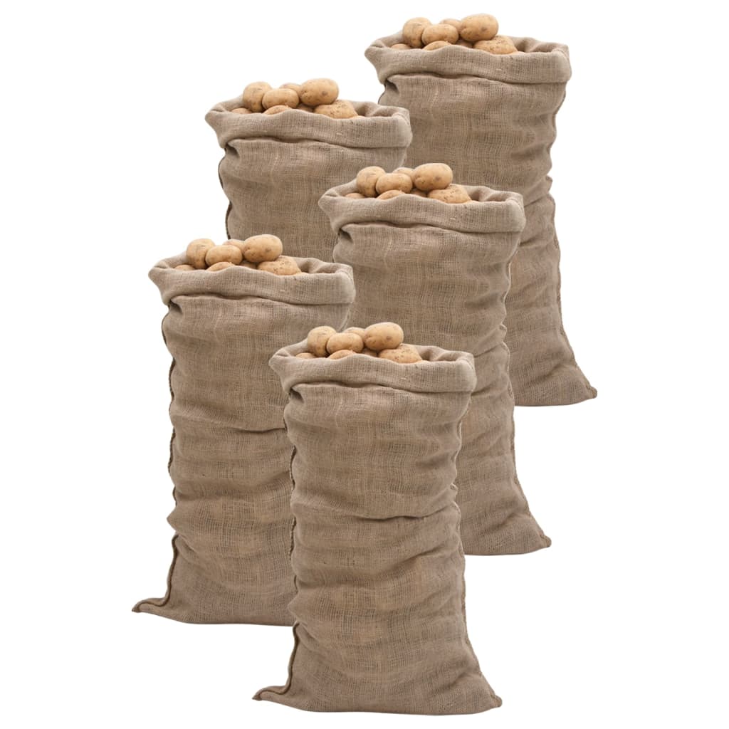 Jute Sacks 5 pcs 65x135 cm 100% Jute 220 gsm