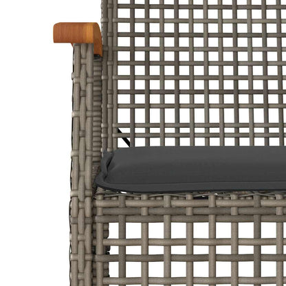 Patio Chairs with Cushions 4 pcs Gray Poly Rattan Acacia Wood