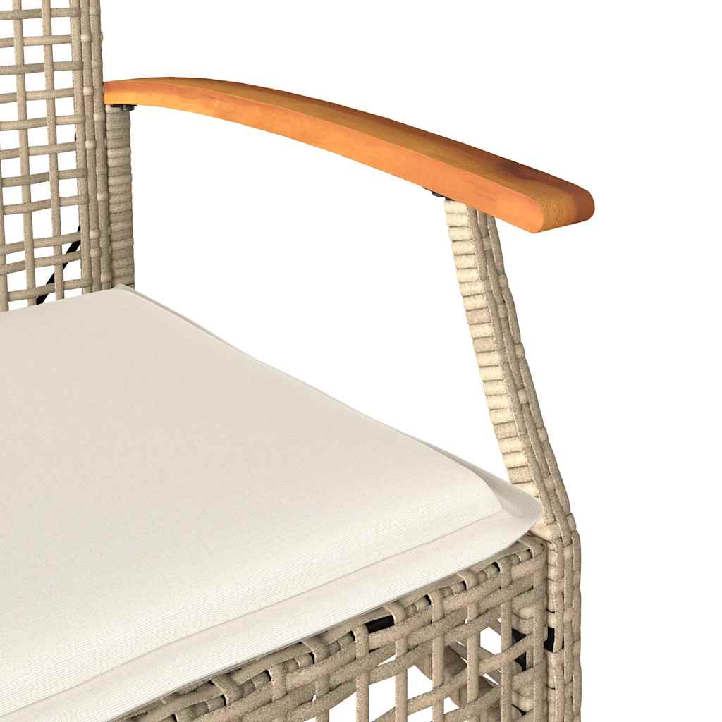 Patio Chairs with Cushions 4 pcs Beige Poly Rattan Acacia Wood