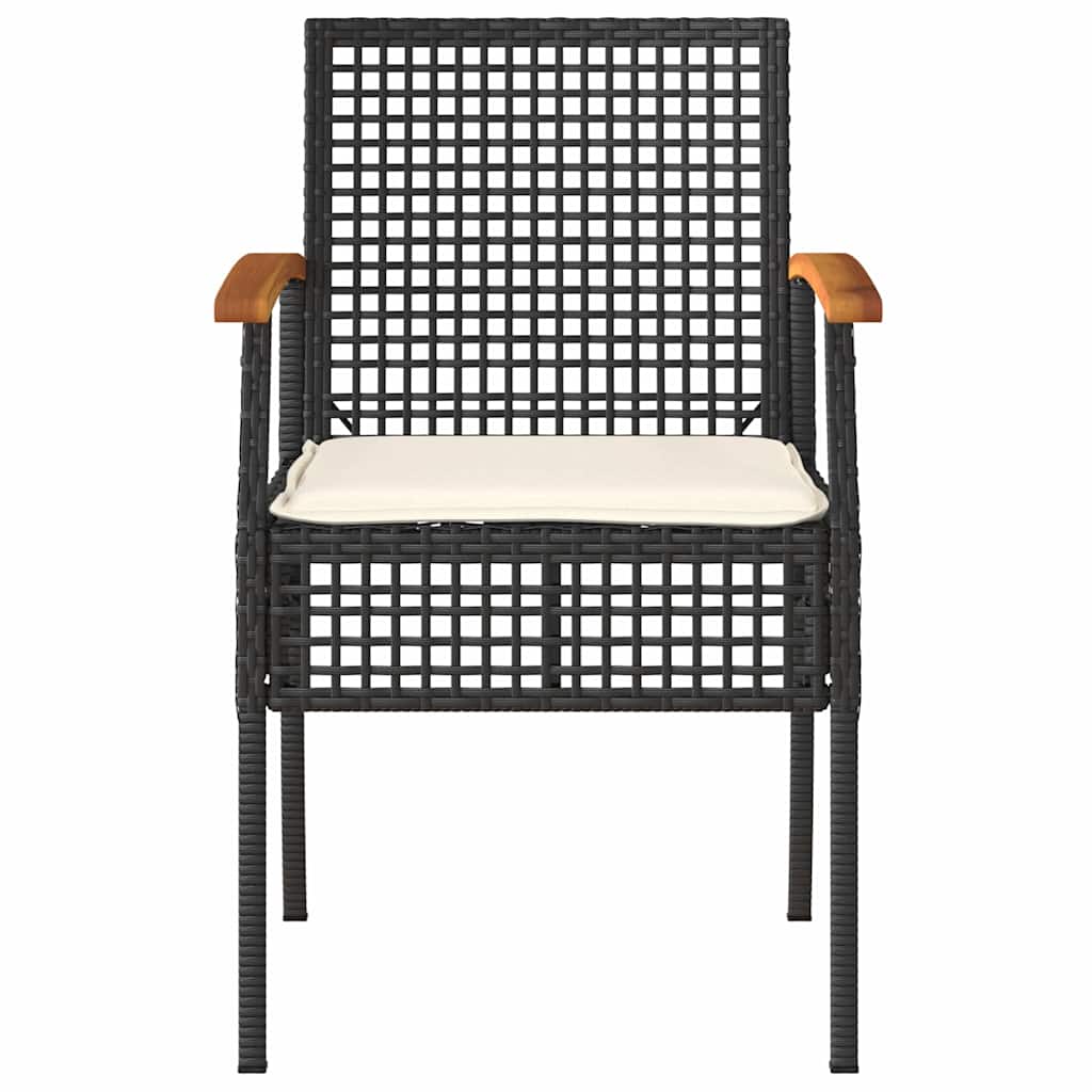 4 Piece Patio Lounge Set with Cushions Black Poly Rattan