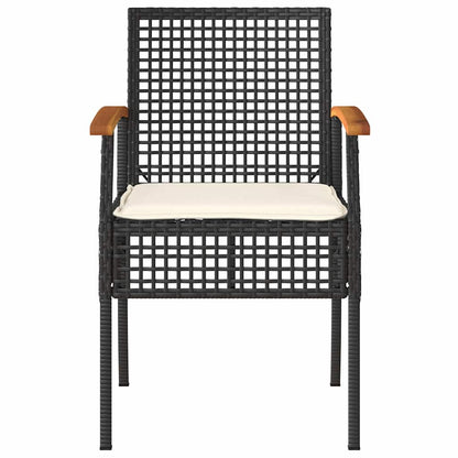 4 Piece Patio Lounge Set with Cushions Black Poly Rattan