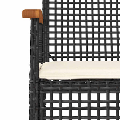 4 Piece Patio Lounge Set with Cushions Black Poly Rattan