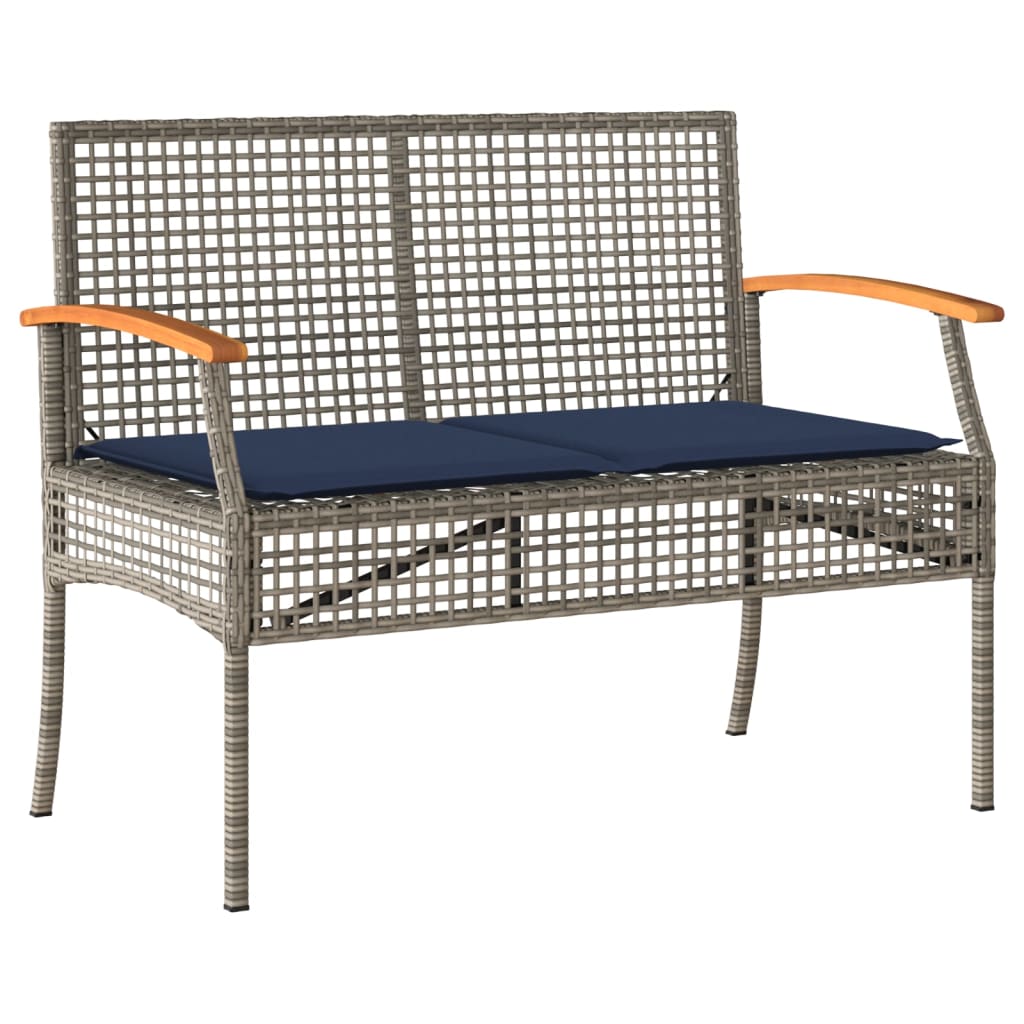 4 Piece Patio Lounge Set with Cushions Gray Poly Rattan