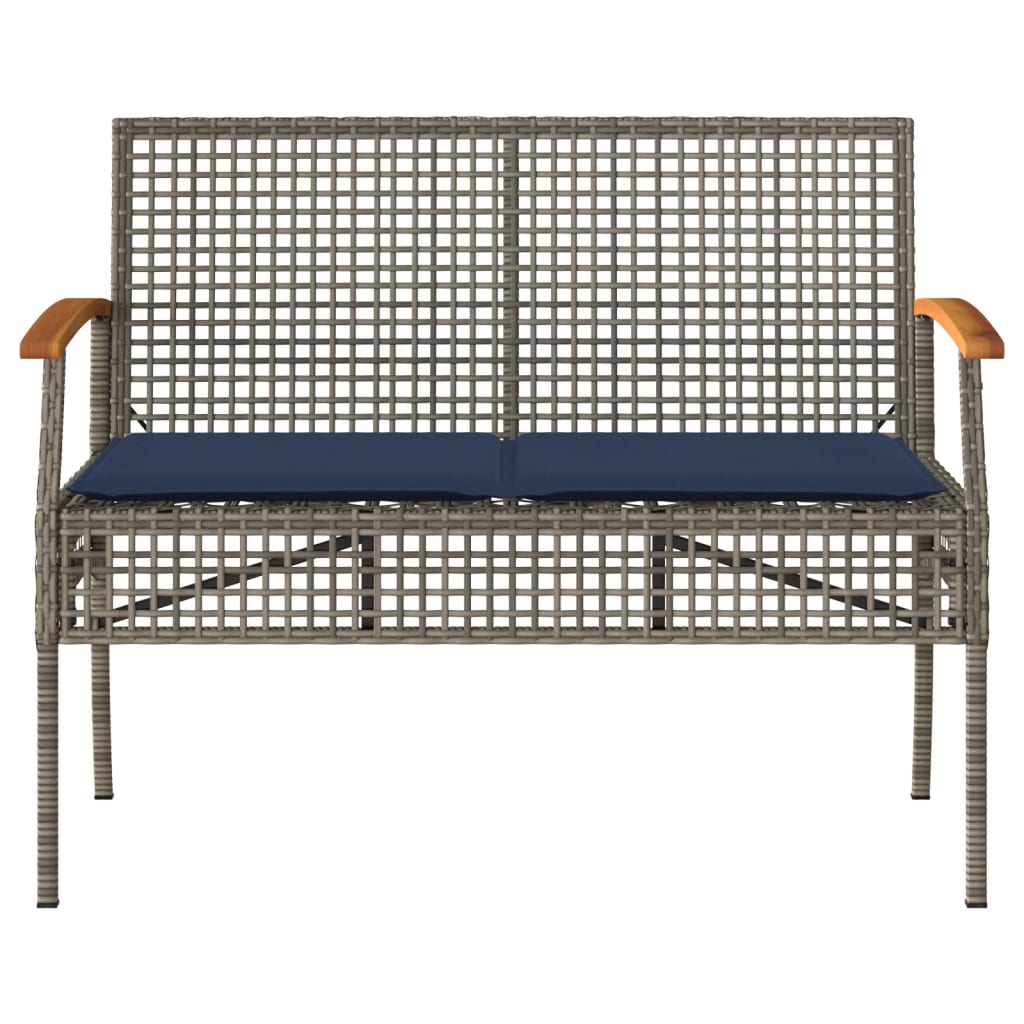 4 Piece Patio Lounge Set with Cushions Gray Poly Rattan