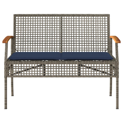 4 Piece Patio Lounge Set with Cushions Gray Poly Rattan
