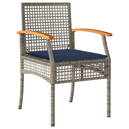4 Piece Patio Lounge Set with Cushions Gray Poly Rattan
