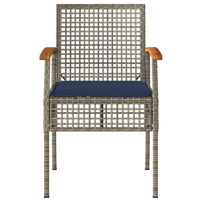 4 Piece Patio Lounge Set with Cushions Gray Poly Rattan