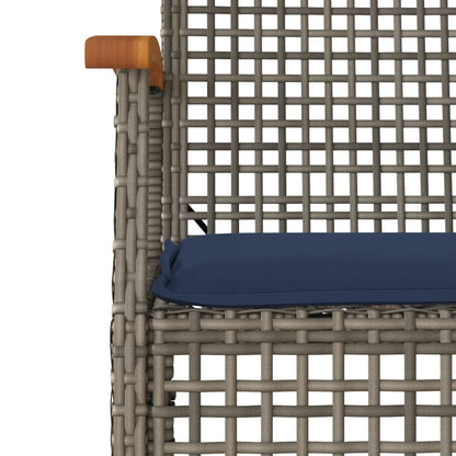 4 Piece Patio Lounge Set with Cushions Gray Poly Rattan