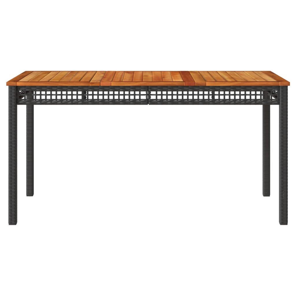 Patio Table Black 55.1"x31.5"x29.5" Poly Rattan Acacia Wood