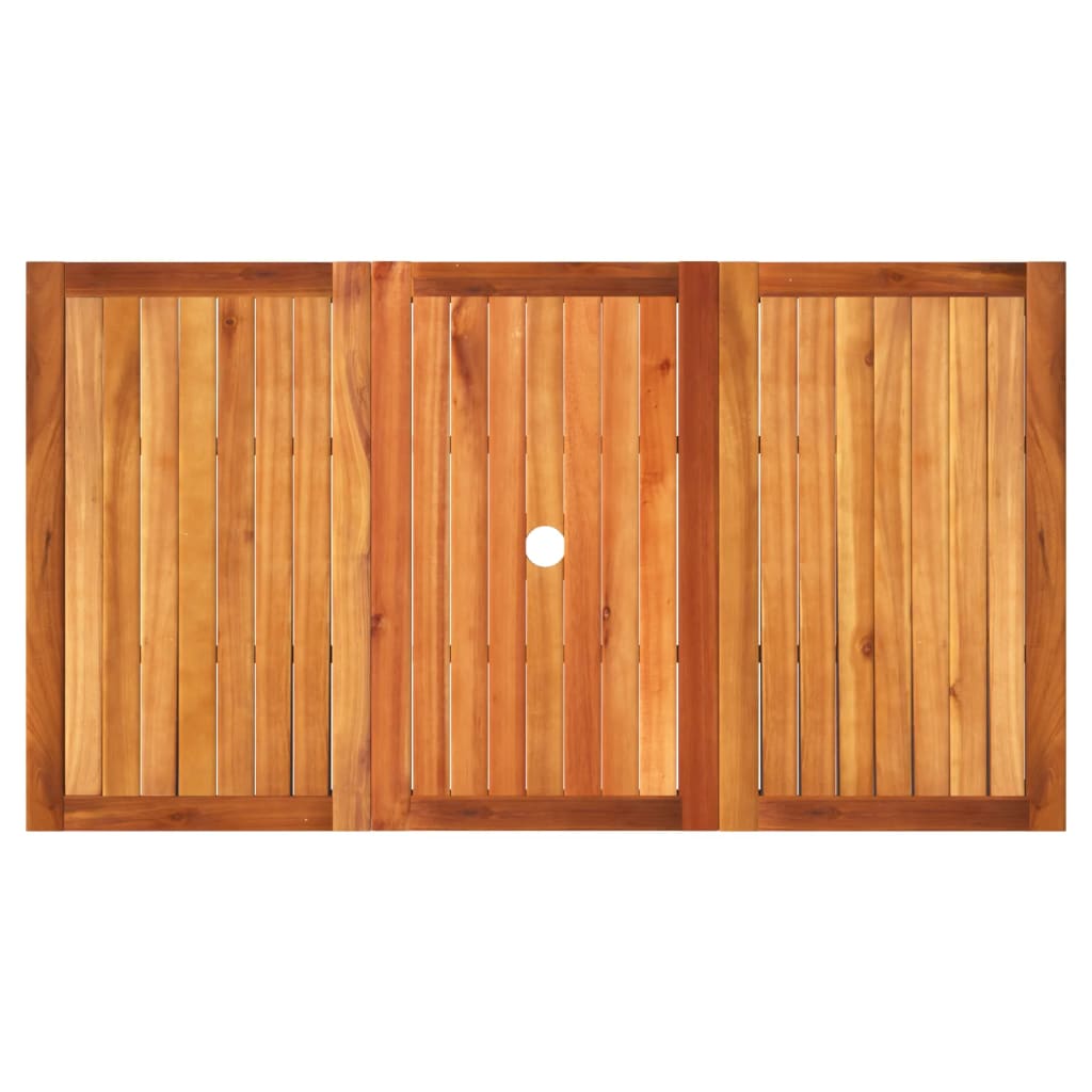Patio Table Black 55.1"x31.5"x29.5" Poly Rattan Acacia Wood