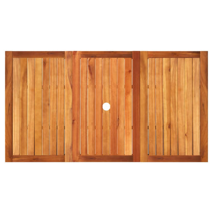 Patio Table Black 55.1"x31.5"x29.5" Poly Rattan Acacia Wood