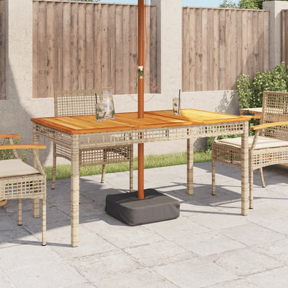 Garden Table Beige Poly Rattan 55.1x31.5x29.5 in
