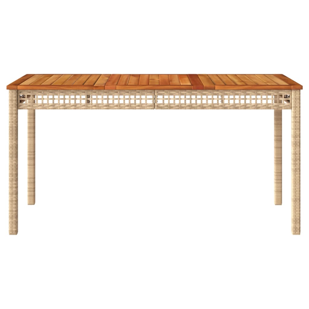 Garden Table Beige Poly Rattan 55.1x31.5x29.5 in