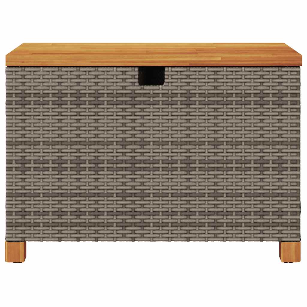 Patio Storage Box Gray 31.5"x15.7"x18.9" Poly Rattan Acacia Wood