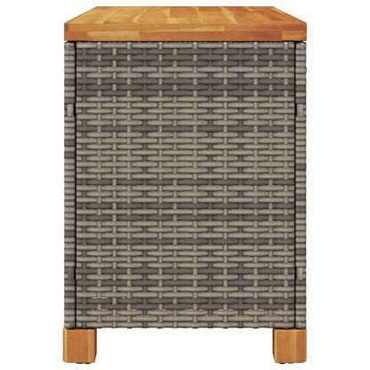 Patio Storage Box Gray 31.5"x15.7"x18.9" Poly Rattan Acacia Wood