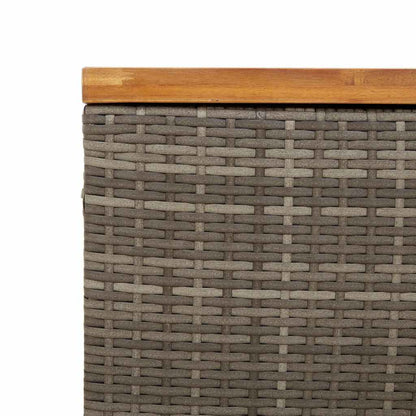 Patio Storage Box Gray 31.5"x15.7"x18.9" Poly Rattan Acacia Wood