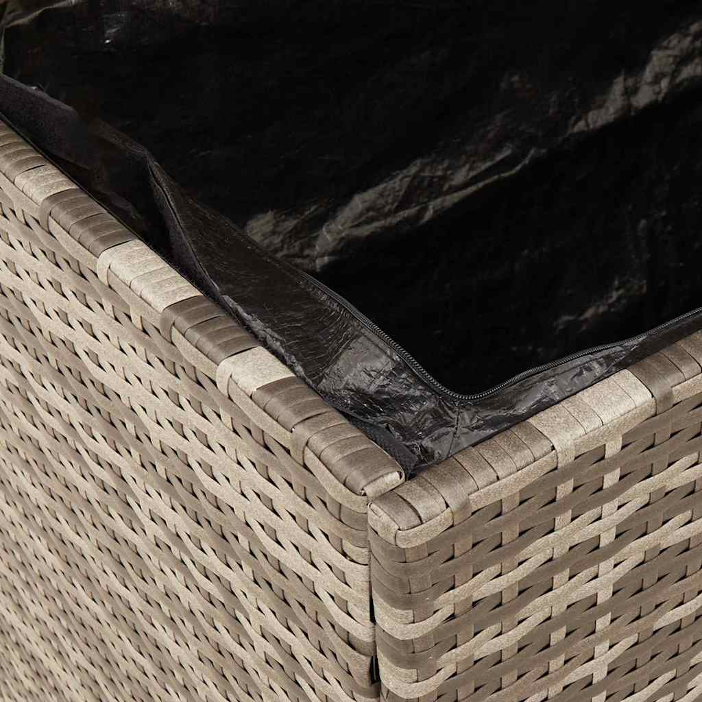 Patio Storage Box Gray 31.5"x15.7"x18.9" Poly Rattan Acacia Wood