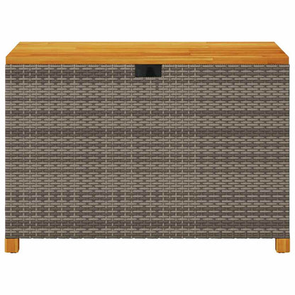 Patio Storage Box Gray 43.3"x21.7"x24.8" Poly Rattan Acacia Wood