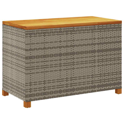 Patio Storage Box Gray 43.3"x21.7"x24.8" Poly Rattan Acacia Wood