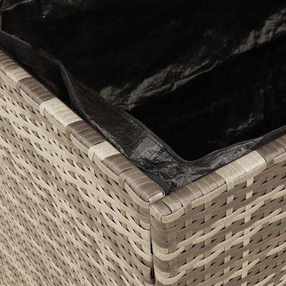 Patio Storage Box Gray 43.3"x21.7"x24.8" Poly Rattan Acacia Wood