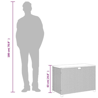 Patio Storage Box Gray 43.3"x21.7"x24.8" Poly Rattan Acacia Wood