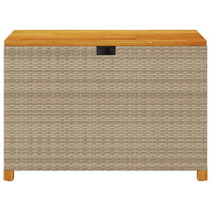 Patio Storage Box Beige 43.3"x21.7"x24.8" Poly Rattan Acacia Wood