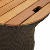Patio Side Tables 2 pcs with Wooden Top Black Poly Rattan