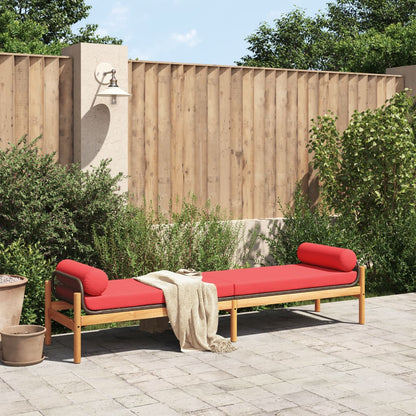 Patio Bench with Cushion Brown Poly Rattan Acacia