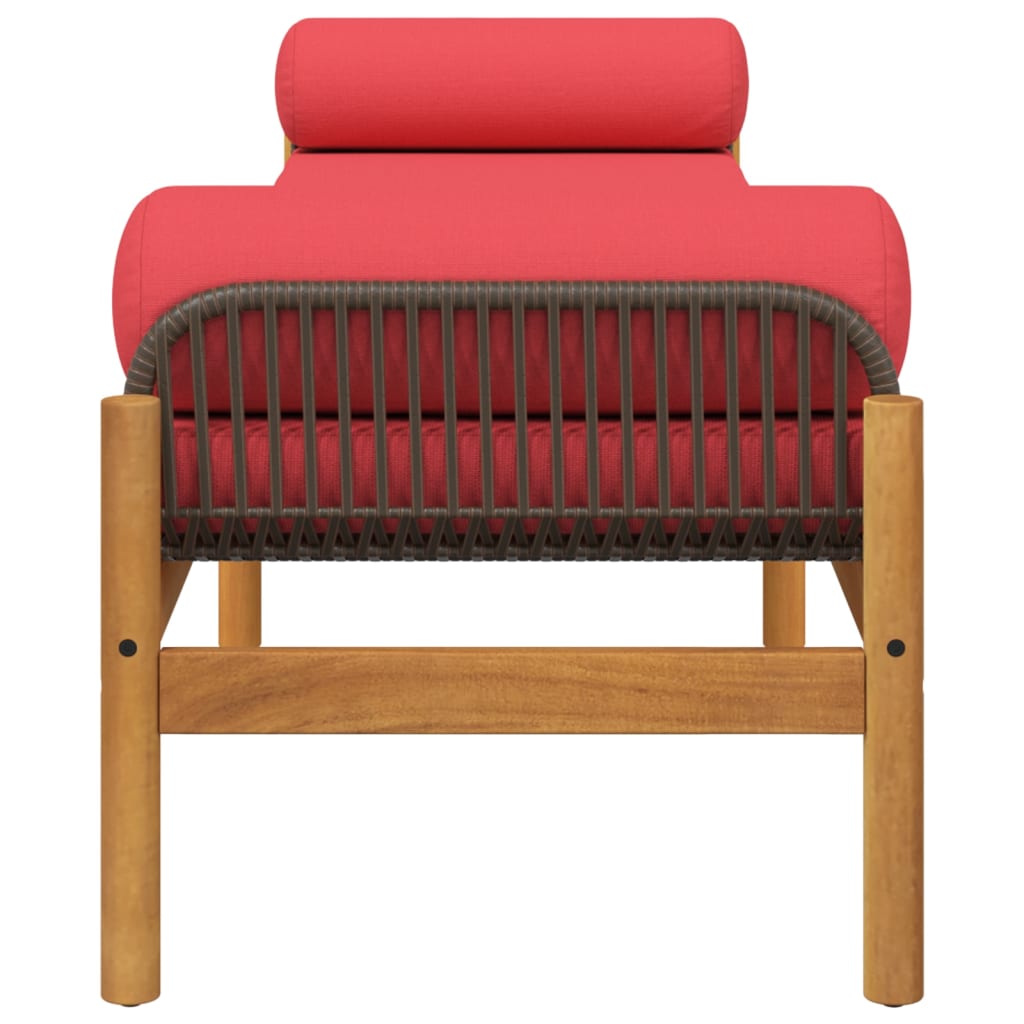 Patio Bench with Cushion Brown Poly Rattan Acacia