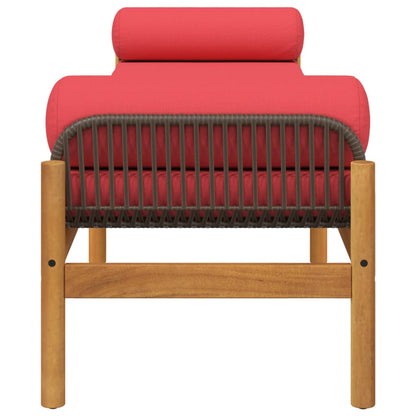 Patio Bench with Cushion Brown Poly Rattan Acacia