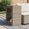 Patio Side Table with Wooden Top Gray 23.6"x15.7"x29.5" Poly Rattan