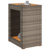 Patio Side Table with Wooden Top Gray 23.6"x15.7"x29.5" Poly Rattan